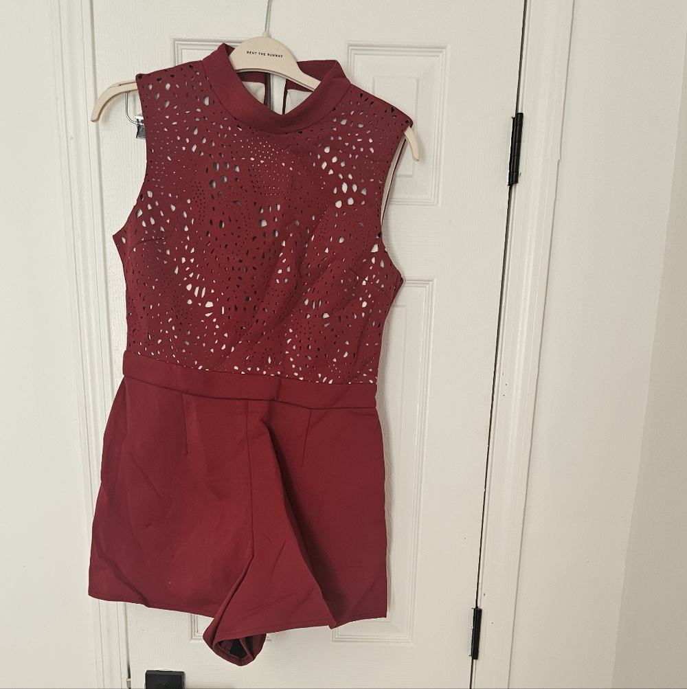 ASOS Red Laser-Cut Sleeveless Romper